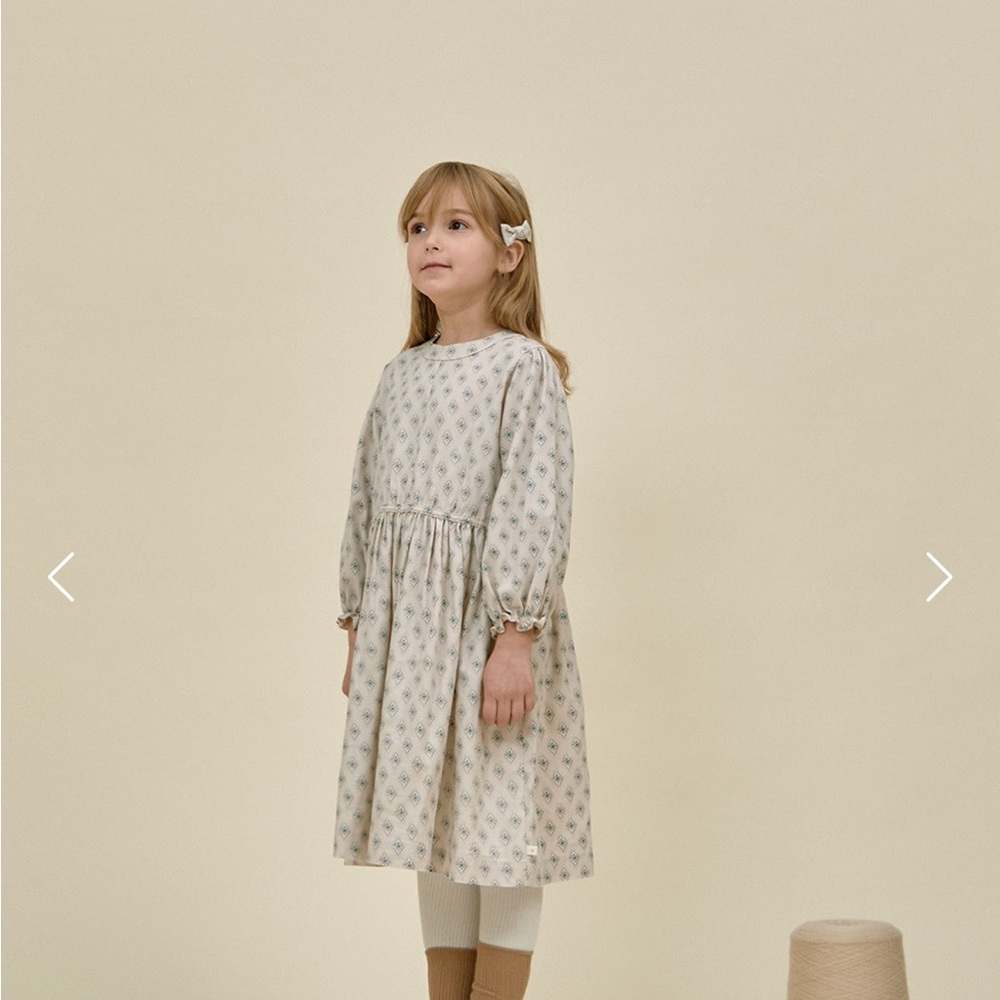 Elegant Beige Patterned Kids Dress